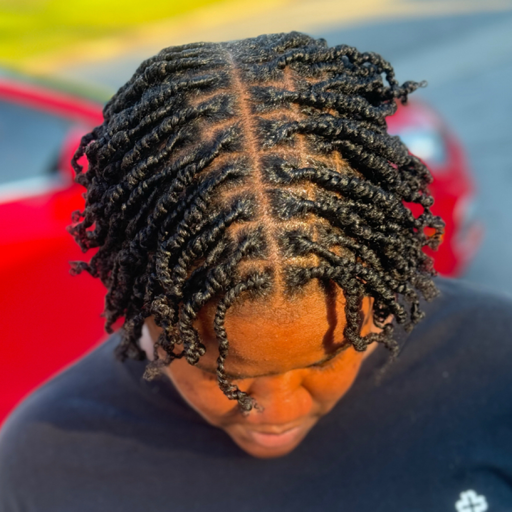 Adult Small Two Strand Starter Locs at Dee Did’em in Kinston, NC