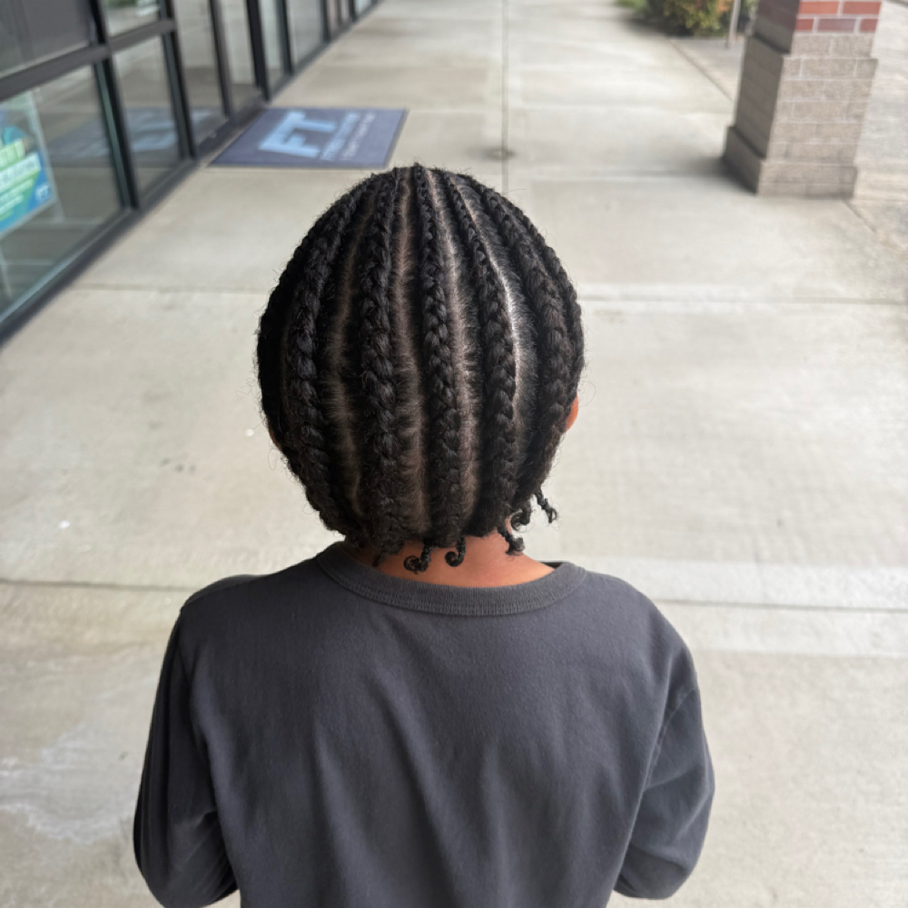 Kid’s Straightback Cornrows at Nini braids at TL Design in Beaverton, OR