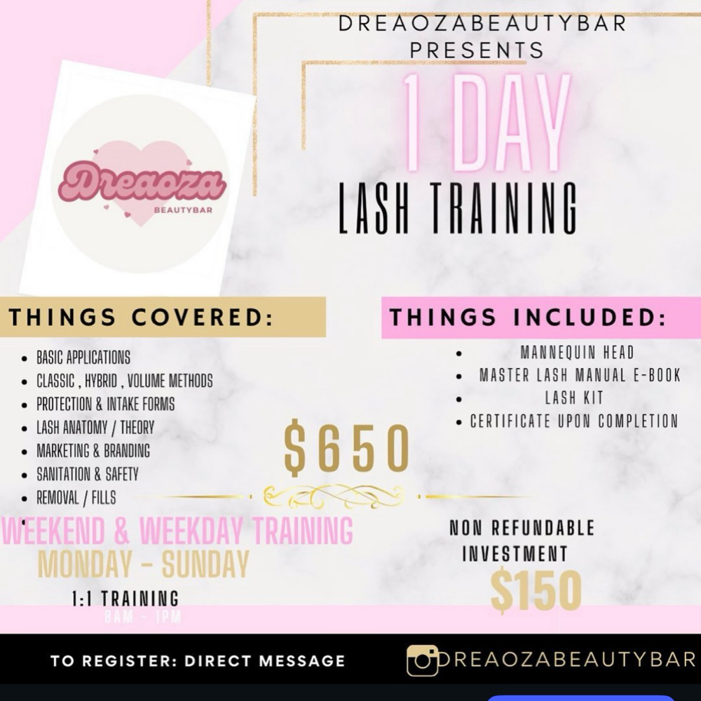 One Day Training at Dreaozabeautybar in Moreno Valley, CA