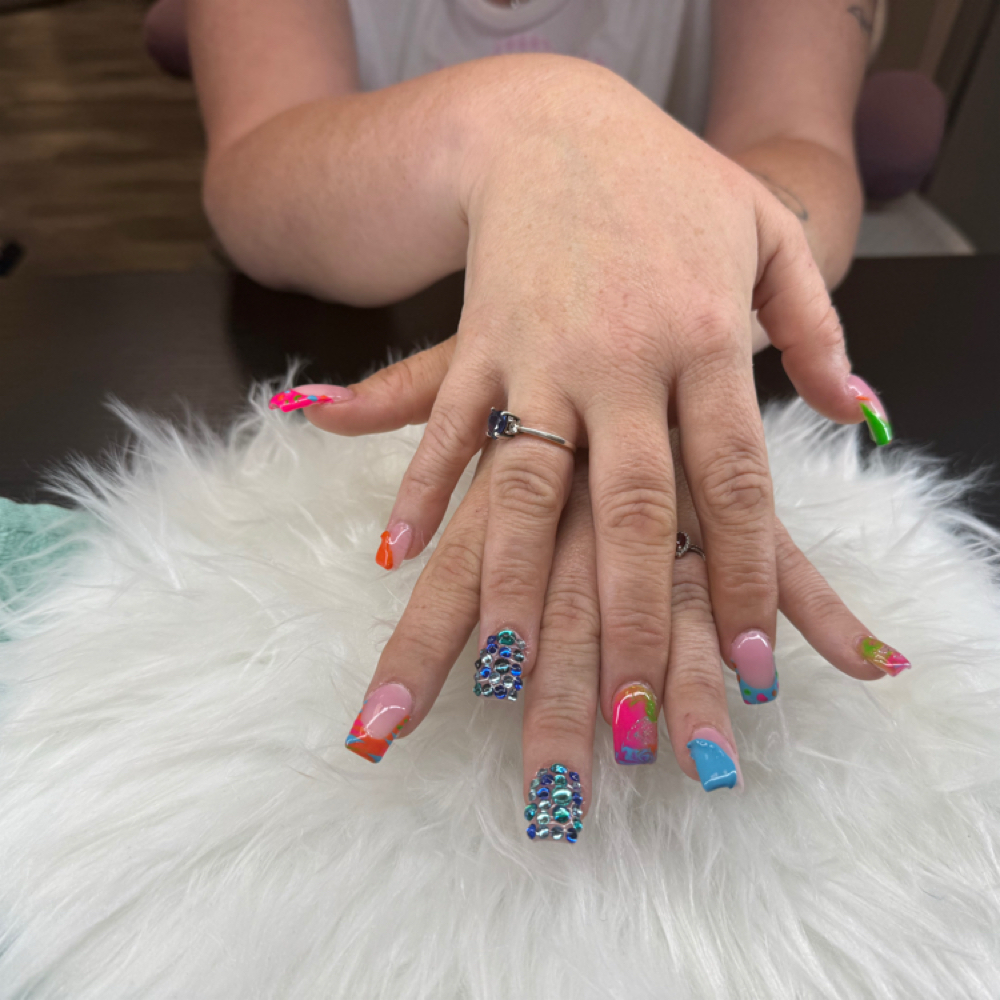 Full-set Acrylic Set Short Style at Kats Nailz in Asheville, NC