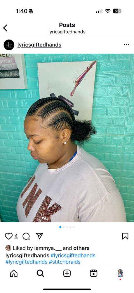 1-8 Stitch Braids at Lyric Gifted Hands in Carson, MS