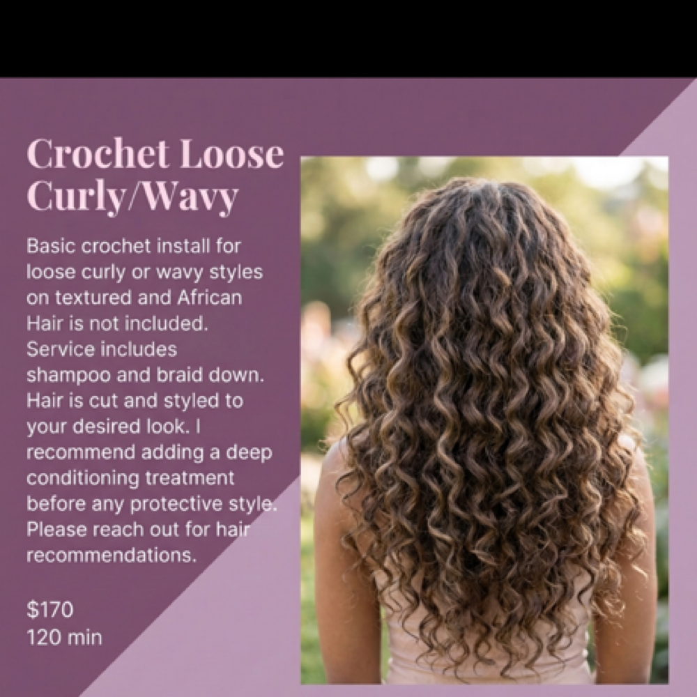 Crochet Loose Curly/Wavy Hair at Hair by J’Rena’ in Lawrenceville, GA