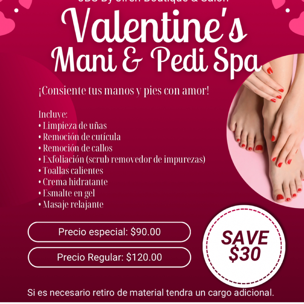 Valentine’s Mani & Pedi Spa at JBS by Jireh Boutique & Salon LLC in Ocala, FL