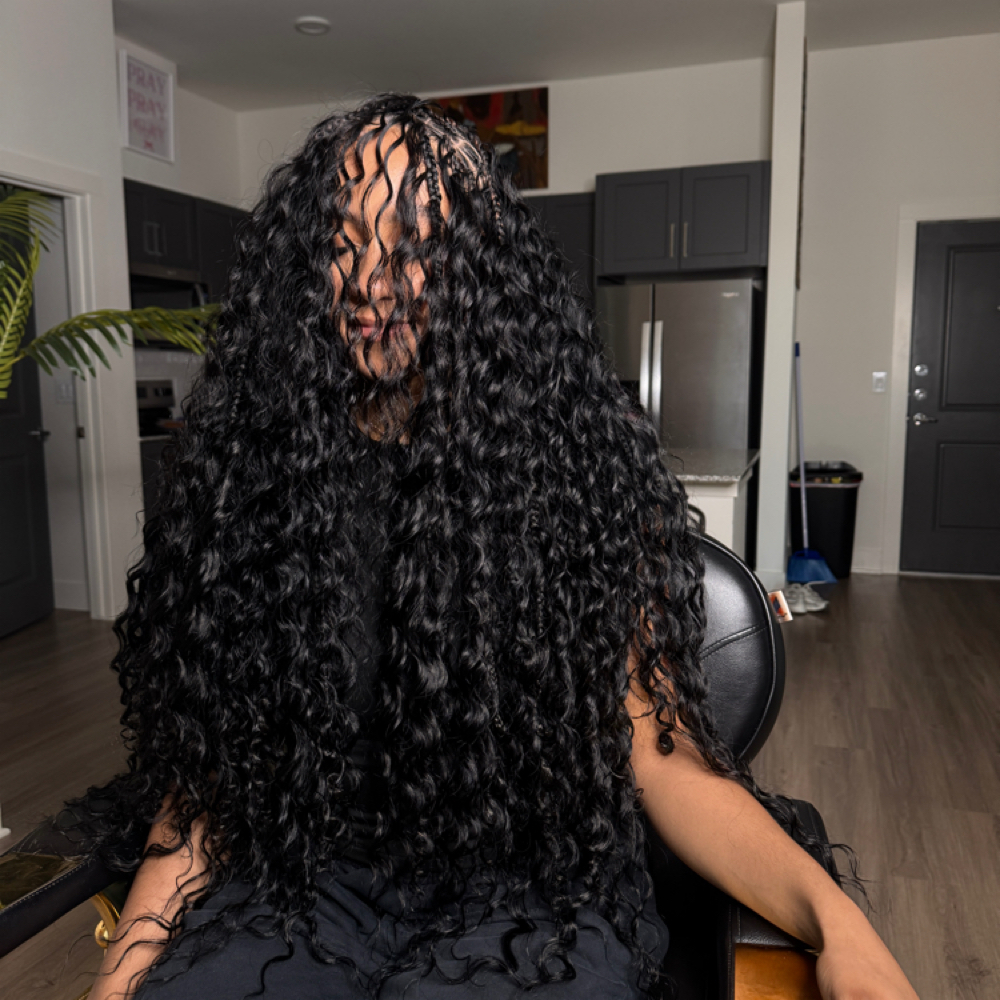 Smedium Boho Knotless 🩵 at DejBraids in Denton, TX