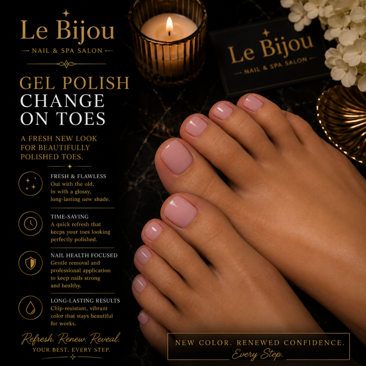 Nails - Polish Change on Feet at Le Bijou Nails and Spa Salon in Houston, TX