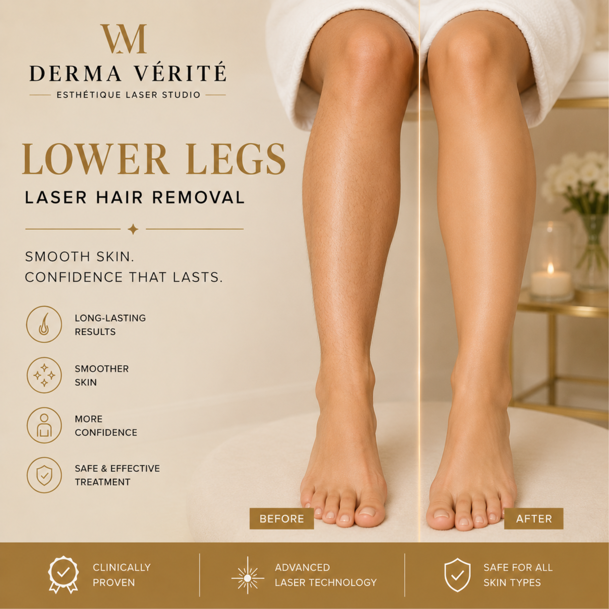 Lower Legs Laser Hair Removal at Derma Verite Esthetique Laser Studio in Elmhurst, NY