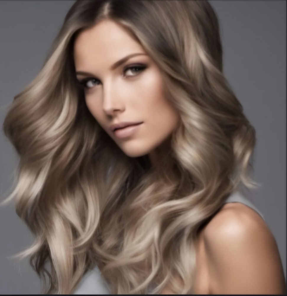 Balayage + Gloss  Haircut & Blowout at Nissi's Hair Salon in Wellesley Hills, MA