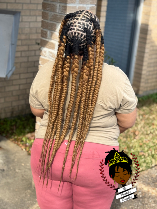 Mid Back Small Loc Retwist with Knotless Braids
