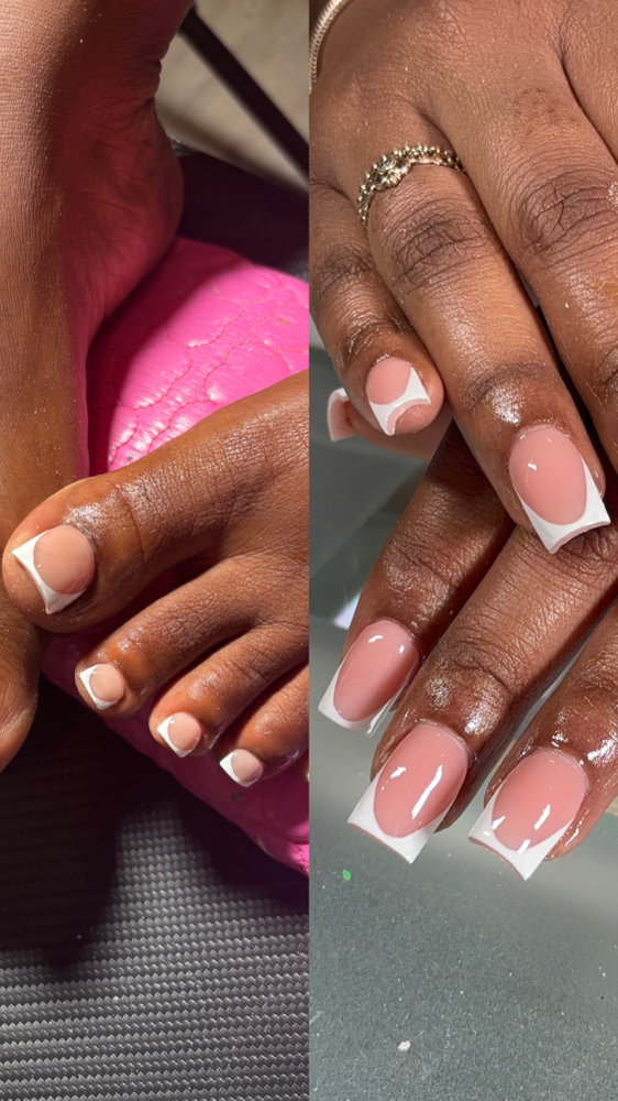 Matching Set (French Tips) at nailsbymal3iah in Americus, GA