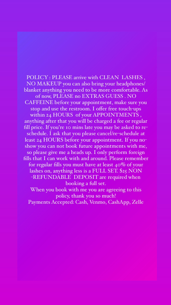 LASHES POLICY