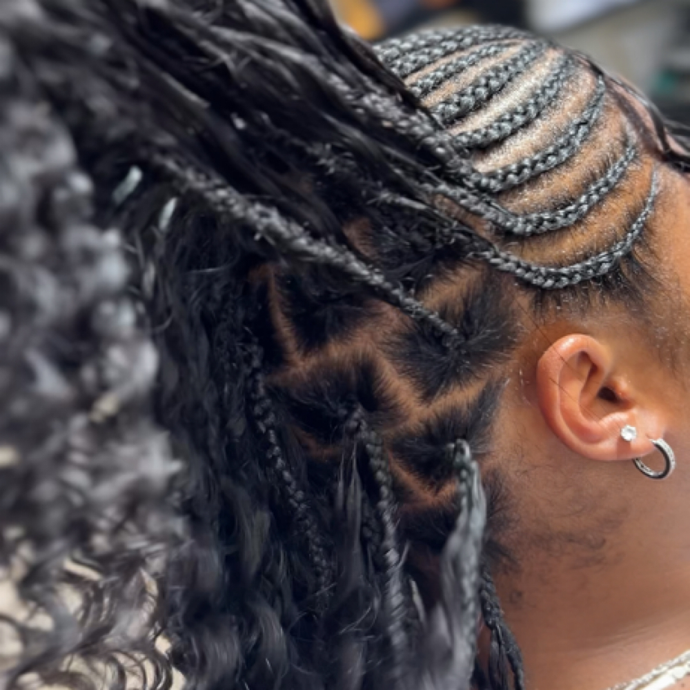 Miracle knots wit Scalp Braids at BeYoutiful Beauty Barr in Houston, TX