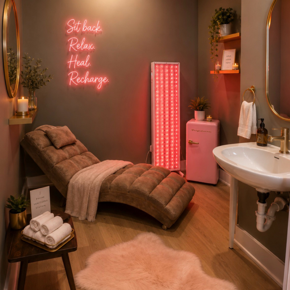 Red Light Recharge Room at Skin Daily Aesthetics in Covington, GA