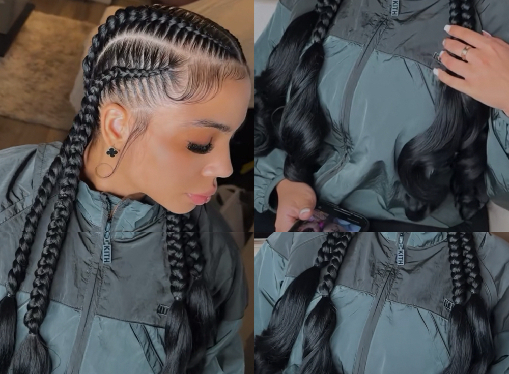 4 BRAIDS IN FRENCH CURL ENDS