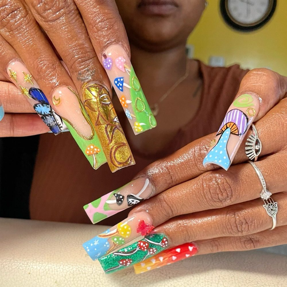 Extra Long Nail Art Full Set at Treasure Renee in Gary, IN