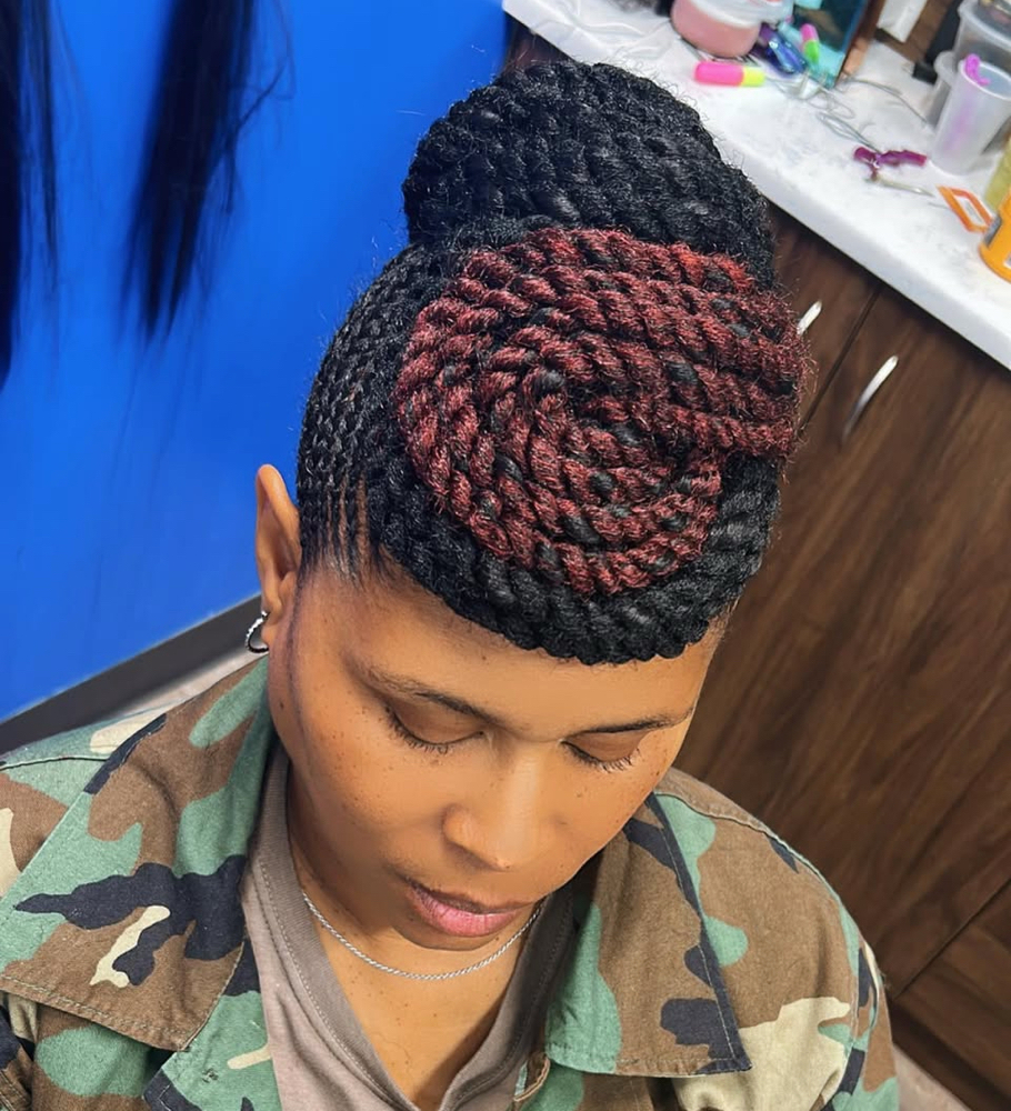 Updo w/ Marley Twist at Boobabe Braidn Bar in Oxon Hill, MD