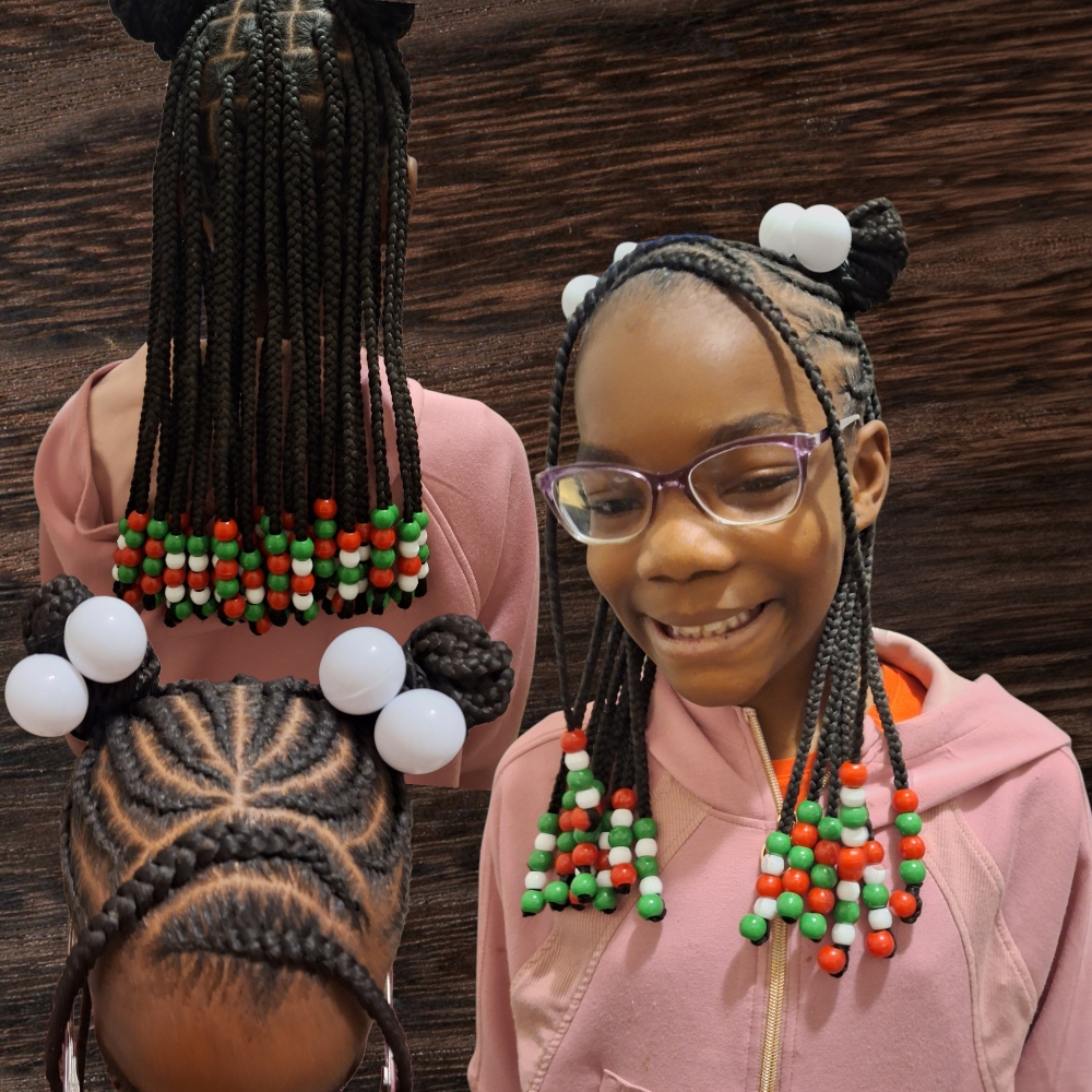 Kids Half Cornrows Half Knotless