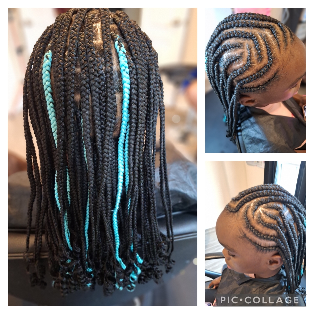 Kids Half Cornrows Half Knotless