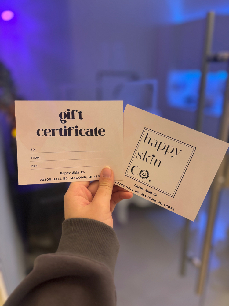 Gift Certificate Pick Up at Happy Skin Co. in Macomb, MI