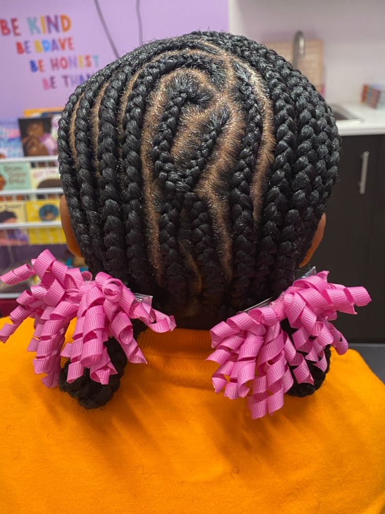 Kids Two Braided Low Ponytails