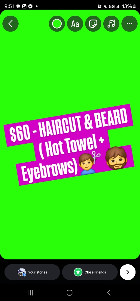 HAIRCUT&BEARD ( Hot Towel+ Eyebrow)