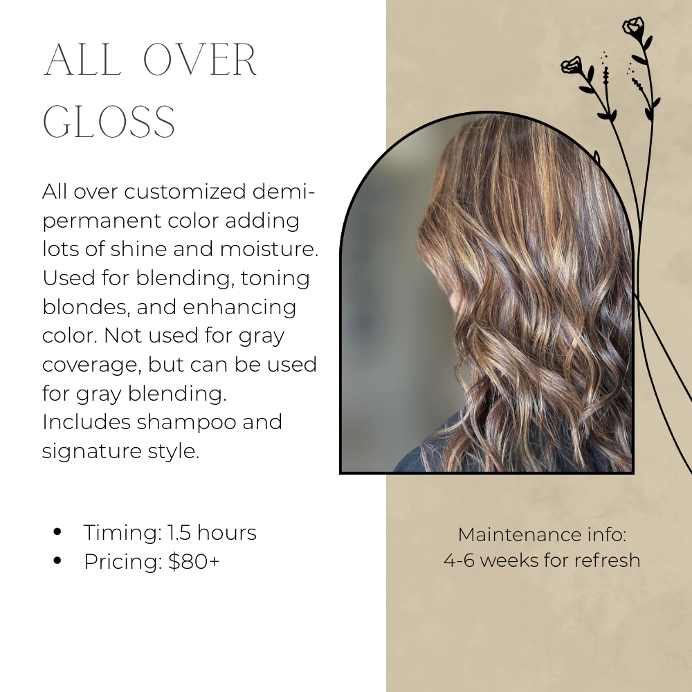 All Over Gloss at Carley’s Color Lounge in Fort Worth, TX