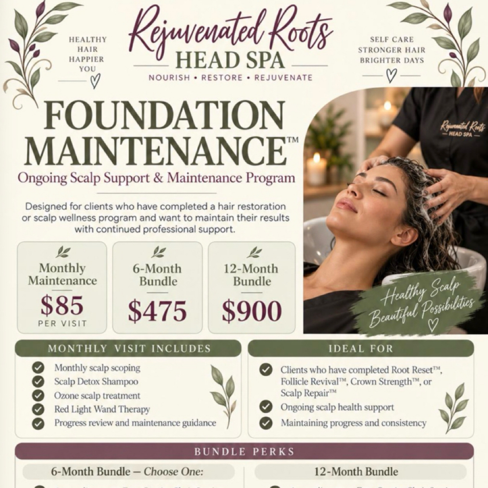 Foundation Maintenance™ Program at Rejuvenated Roots Head Spa, LLC in Brownwood, TX