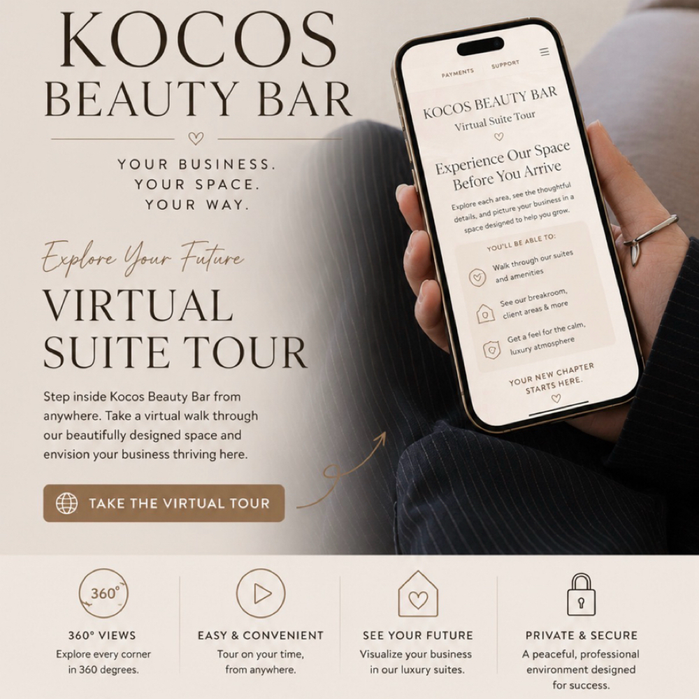 Virtual Suite Tours at Koco’s Beauty Bar in Newport News, VA