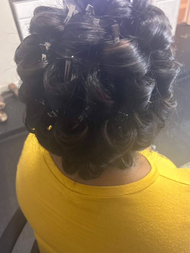 Shampoo And Flat Iron W Pin Curls