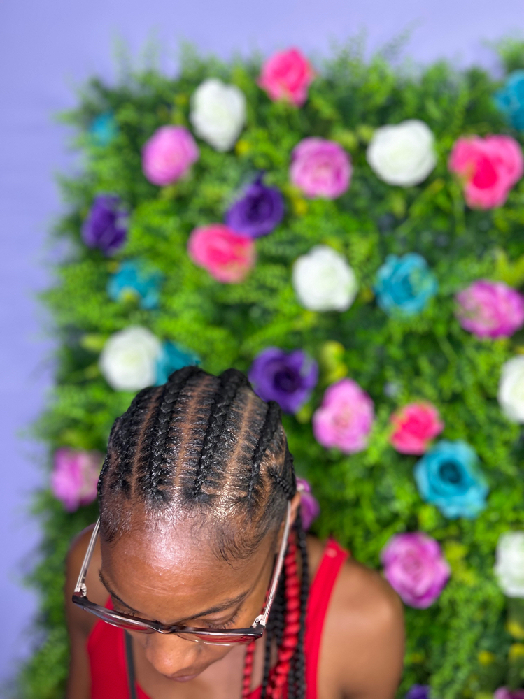 5-10 braids or large feed ins