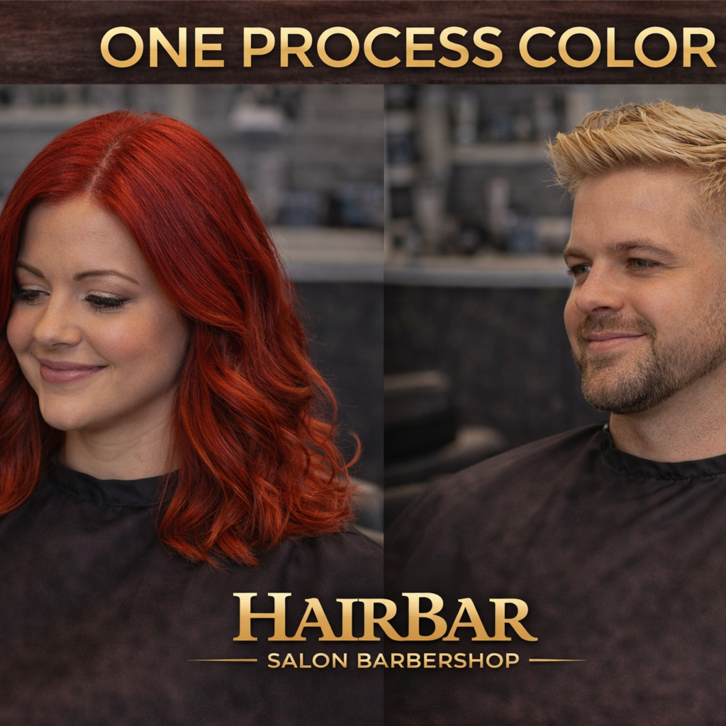 One Process Color at HairBar Salon BarberShop in Cross Roads, TX