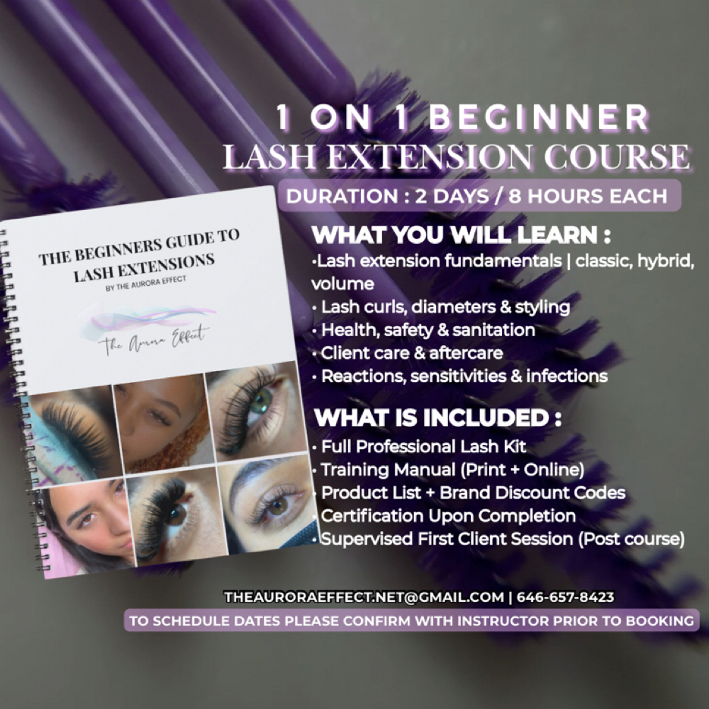 1-1 Beginners Lash Extension Course at The Aurora Effect in Winterhaven, FL