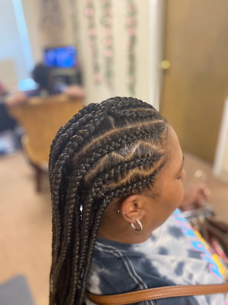 Half & Half (Feed-In with Knotless) at Touched By Angel in Stockton, CA