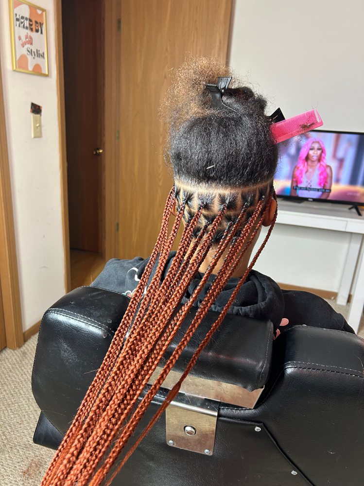 Waist-Length Medium Knotless Braids at J.Dastylist Braiding & More in Morgantown, WV