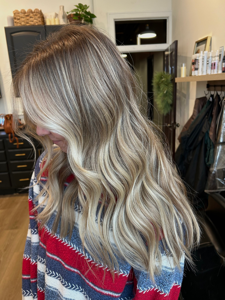 Rooted Blonde with Haircut