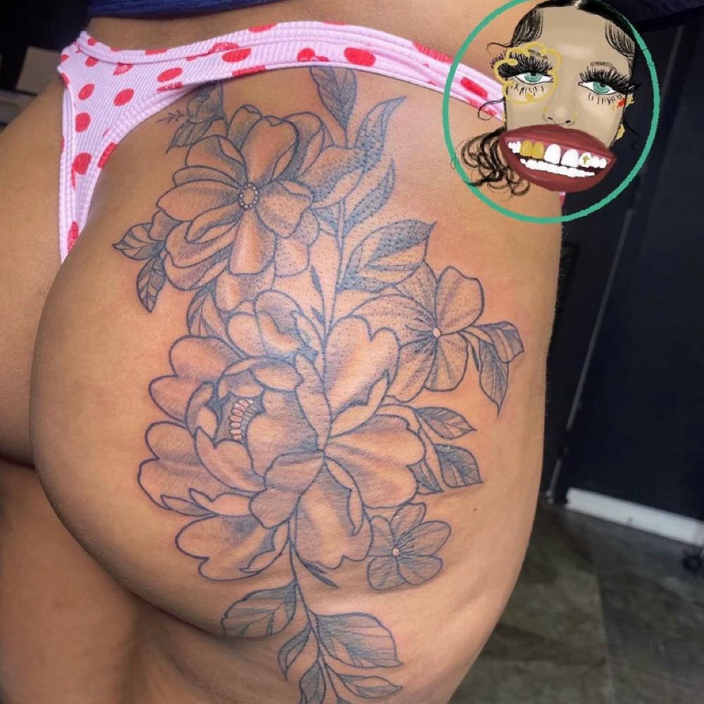 Butt tattoo at Rilla Tatted it in fayetteville, NC
