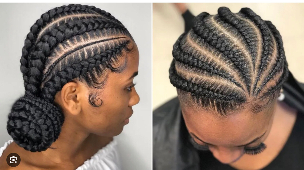 Adult Cornrows with Added Hair