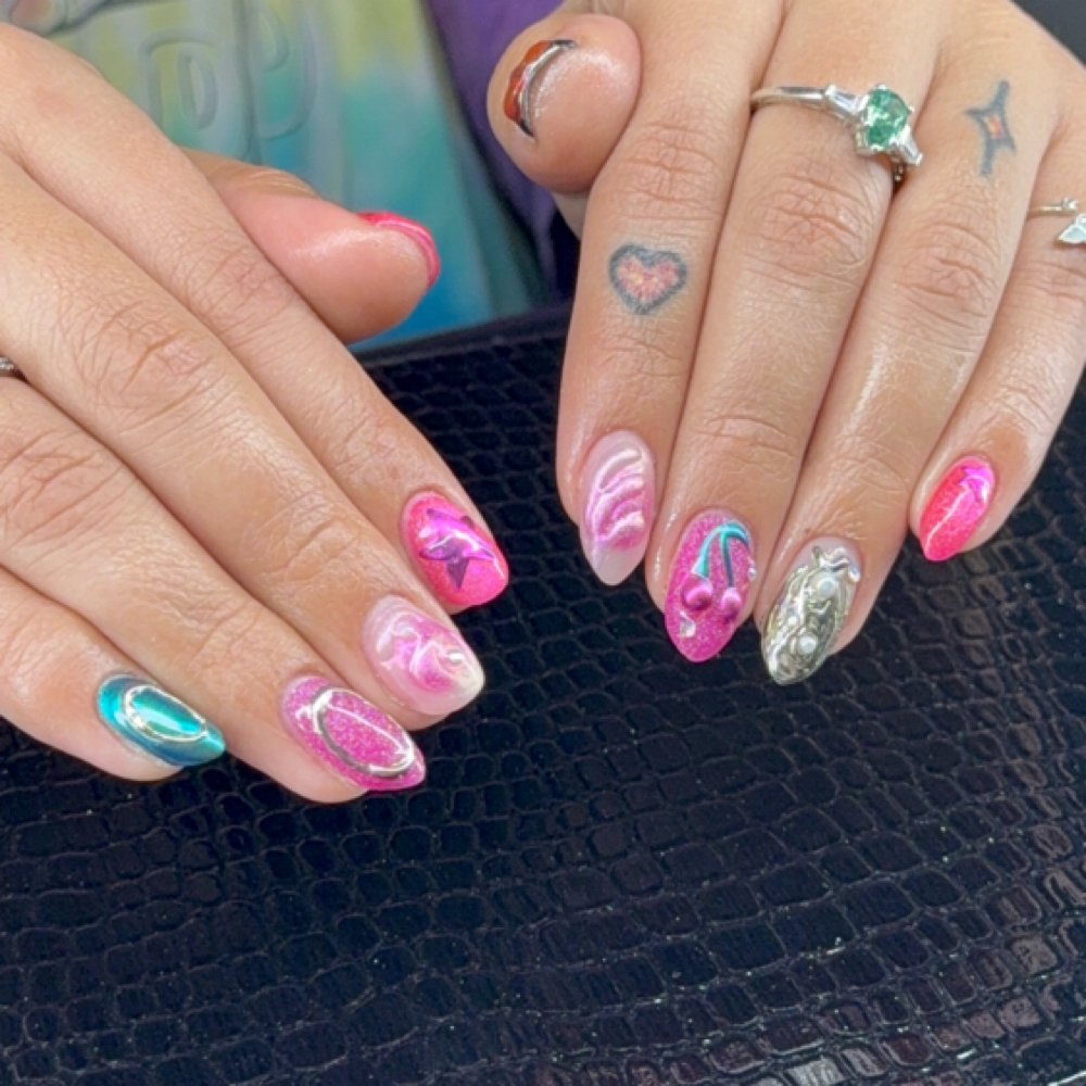 Febuary Freestyle Full set at Nails By Candi in Wellington, CO