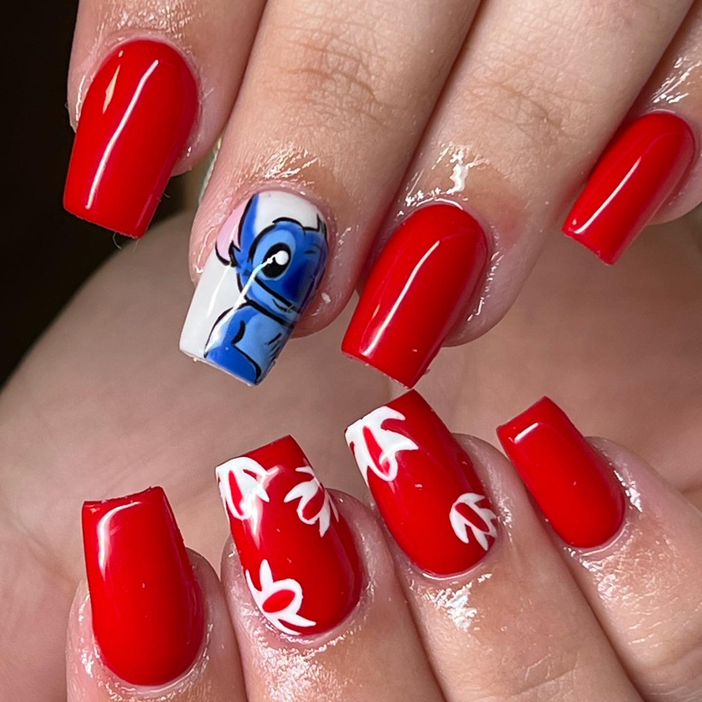 Cartoon Acrylic Full Set at Nails By Lina 239 in Naples, FL
