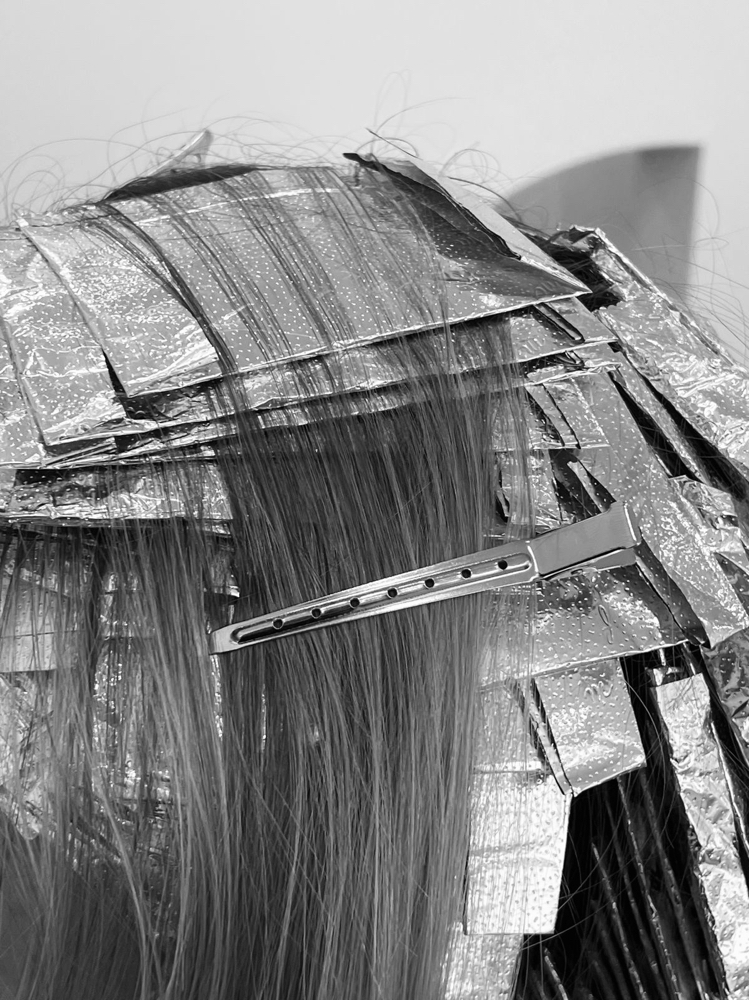 Grey coverage w partial highlight at Elizabeth Grace Beauty in South Charleston, WV