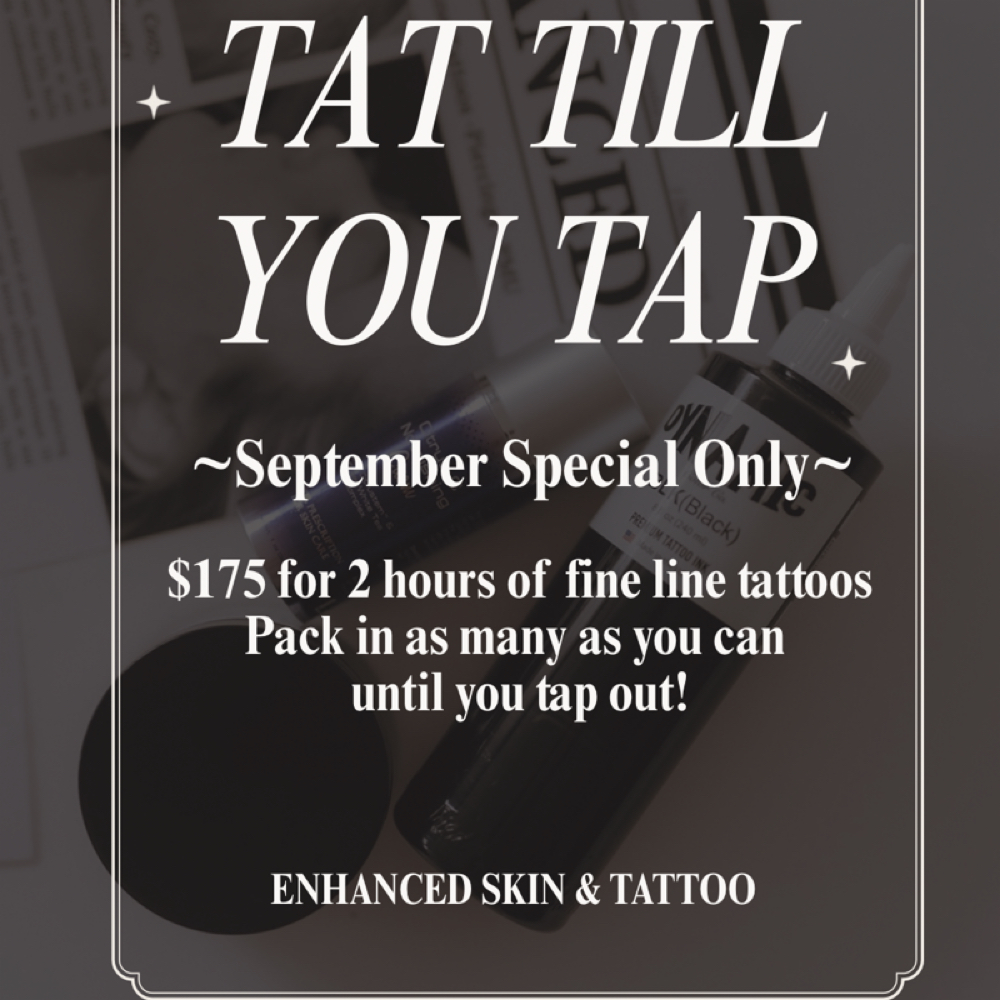 TAT ‘TIL YA TAP at Hanna Ratliff•Enhanced Skin + Tattoo in Bucyrus, OH
