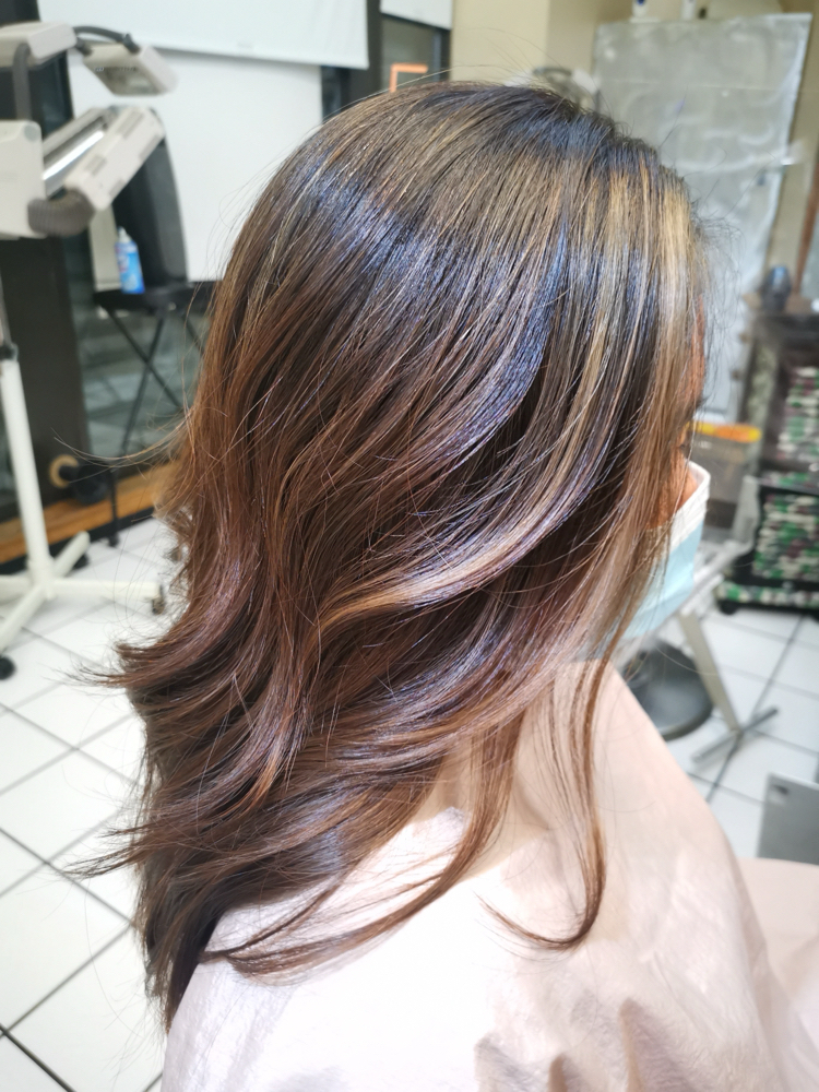 Partial Balayage No hair bleaching