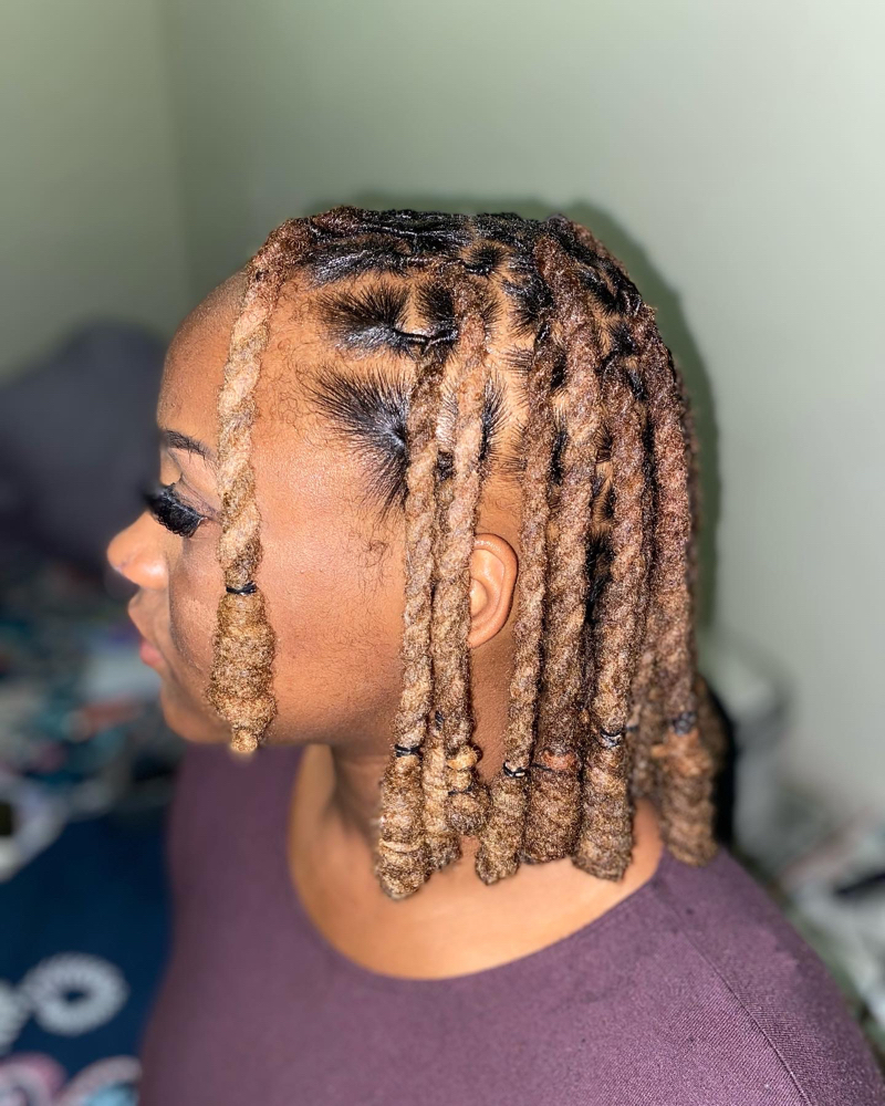 Middle Part Loc Knot Bob at Loc.dRomance❤️ in Waldorf, MD