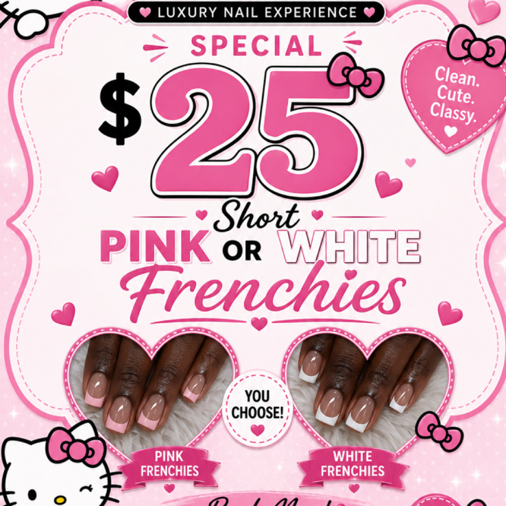 Pink Or White Frenchies at Nails by Esh in Taylor, MI