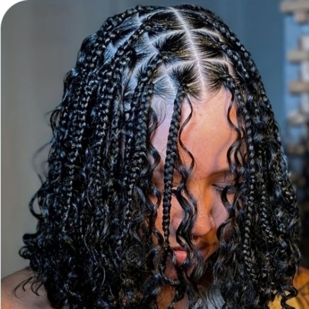 Large Boho Knotless  Box Braids at Abeba Hair Weaving & Extensions in Mansfield, TX
