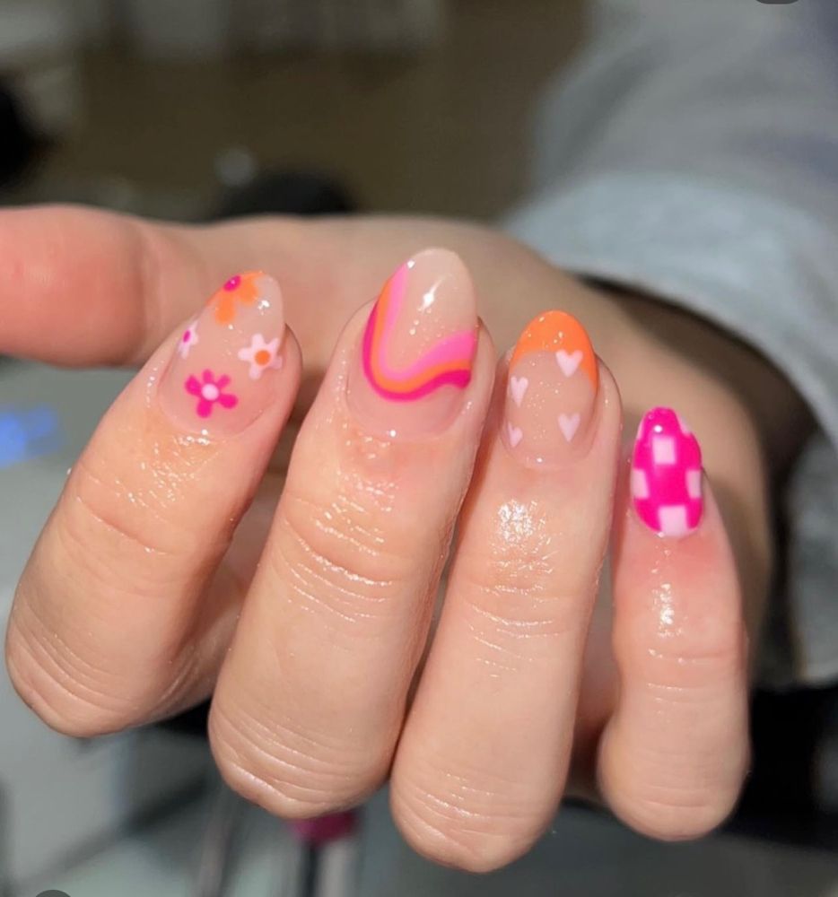 Acrylic Fill In Detailed Nail Art