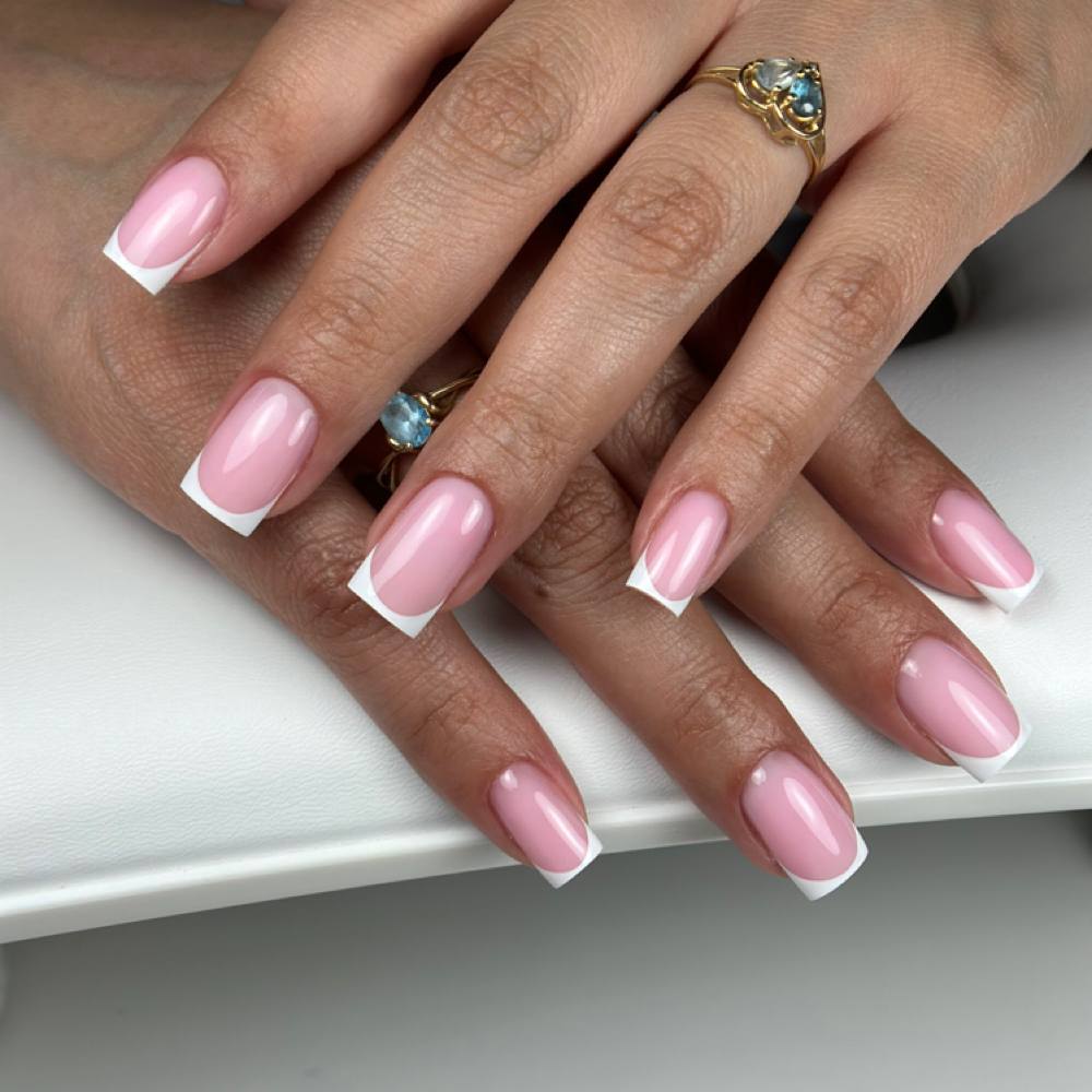 Russian French Hard Gel Manicure at Bridges Beauté in Greer, SC