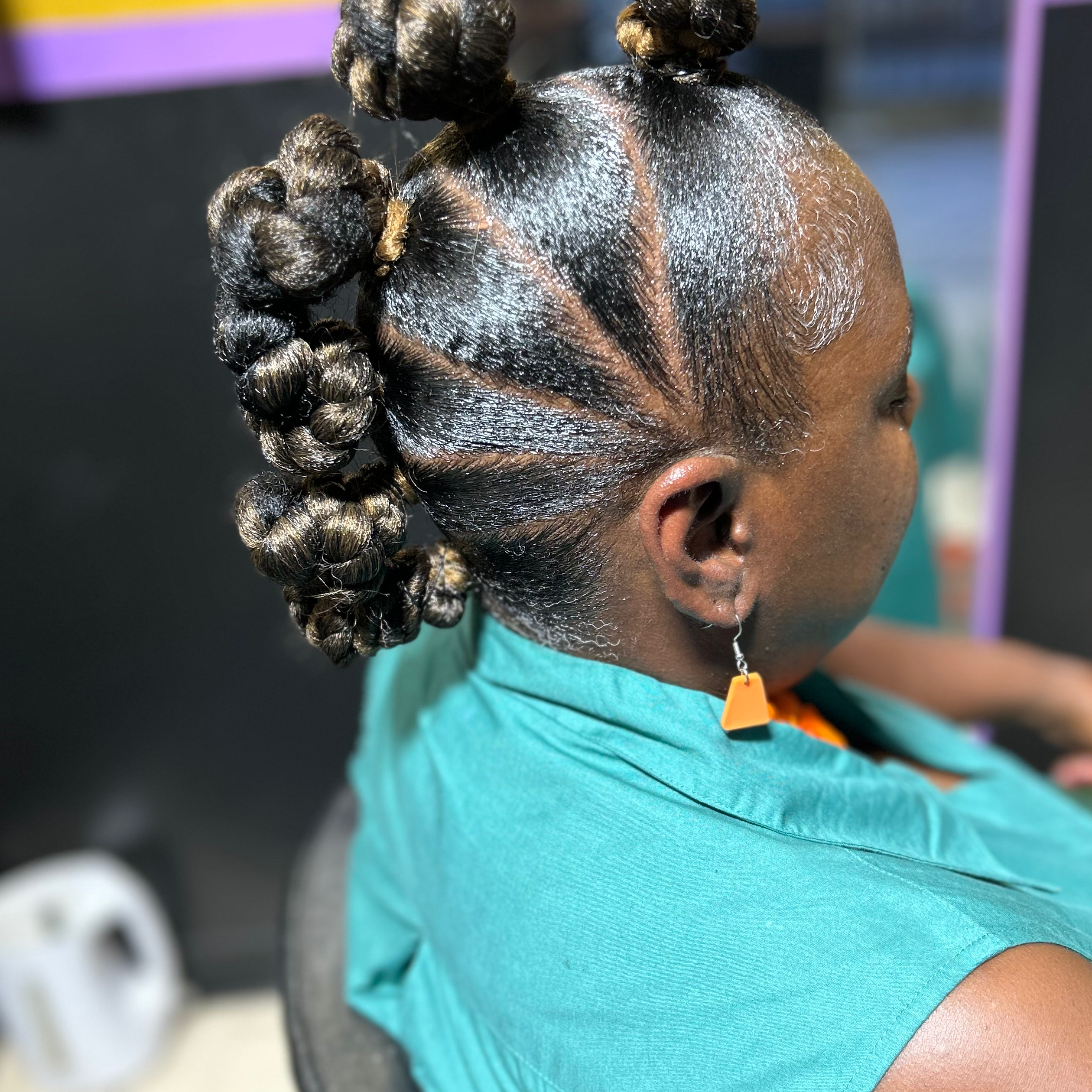 Bantu Custom Knots Protective style at BeYoutiful Beauty Barr in Houston, TX