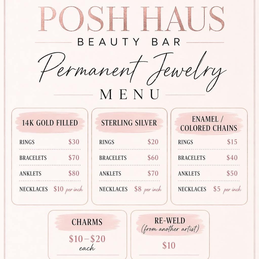 Permanent Jewelry Appointment at Posh Haus Beauty Bar in Hopkinsville, KY