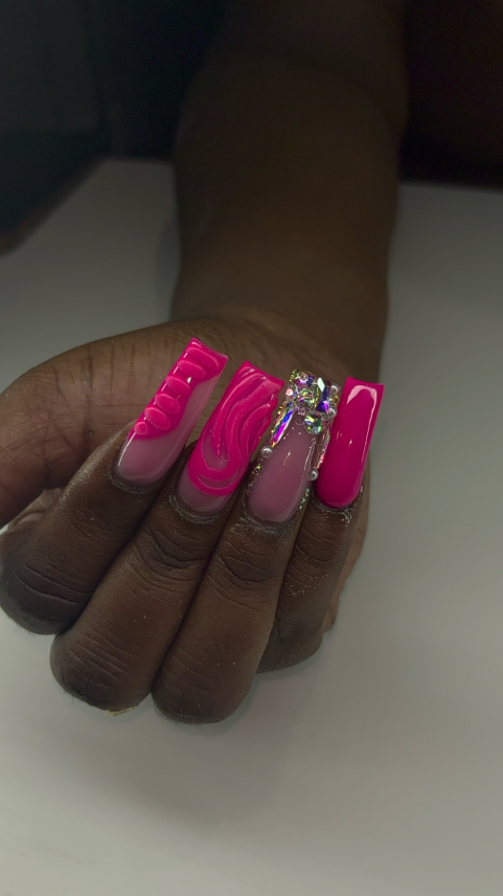Long freestyle Set at ClawsByVee Nail Bar in Fayetteville, NC