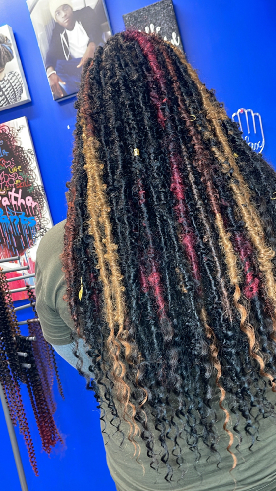 Long Butterfly Locs With Color at Boobabe Braidn Bar in Oxon Hill, MD